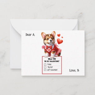Customisable Corgi Puppy Valentine Card