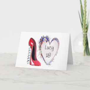 Customisable Corkscrew Stiletto and Heart Gifts Card