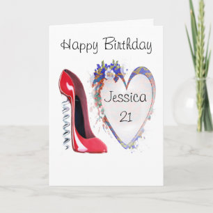 Customisable Corkscrew Stiletto and Heart Gifts Card