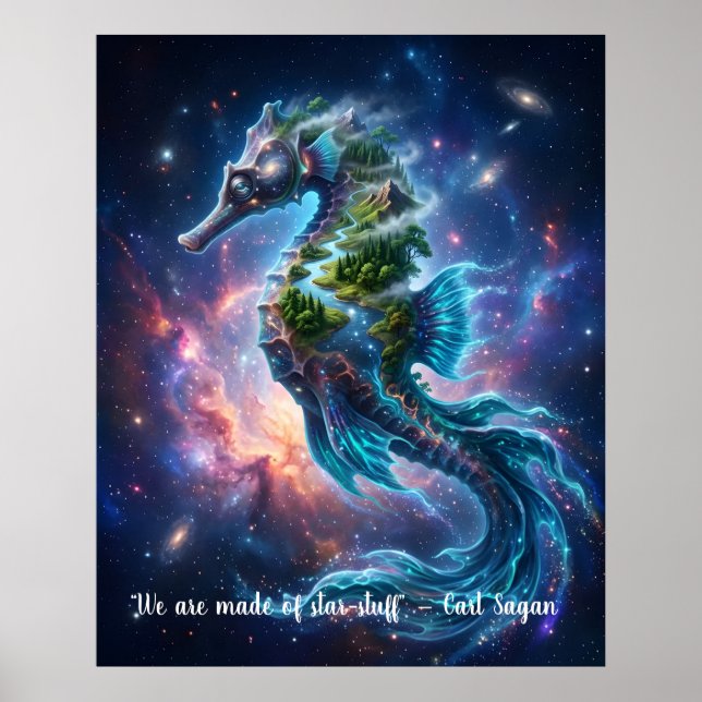Customisable Cosmic Seahorse Poster (Front)