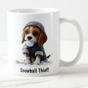 Customisable Cosy Beagle Snow Day Coffee Mug