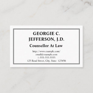 Customisable Counsellor At Law Business Card