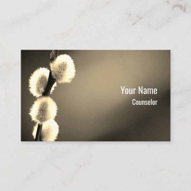 Customisable counsellor therapist sepia business card (Front)