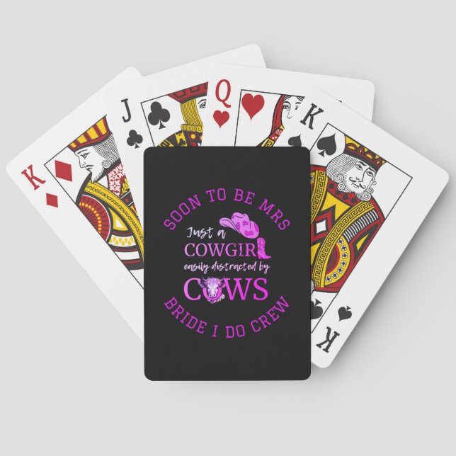 Customisable Cowgirl Bachelorette BRIDE I DO CREW Playing Cards (Back)