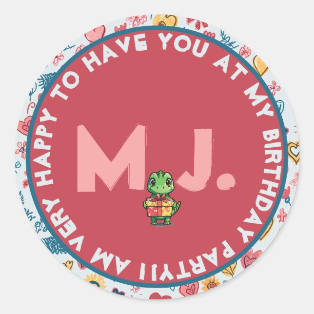 Customisable Crayon Hearts and Flowers Classic Round Sticker (Front)