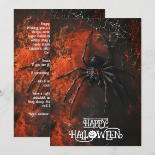 Customisable Creepy Spider Happy Halloween card