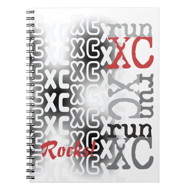Customisable Cross Country run XC Typography Notebook (Front)