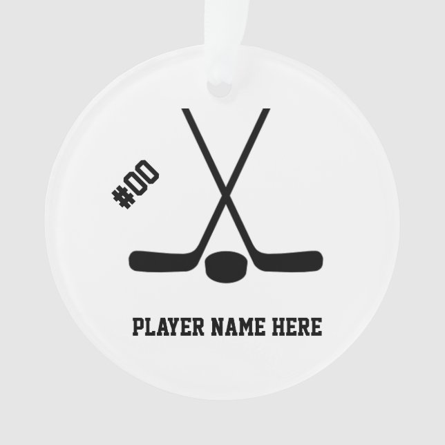 Customisable Crossed Hockey Sticks Ornament (Front)