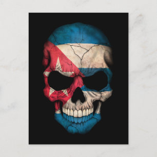 Customisable Cuban Flag Skull Postcard