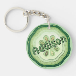 Customisable Cucumber Slice  Key Ring
