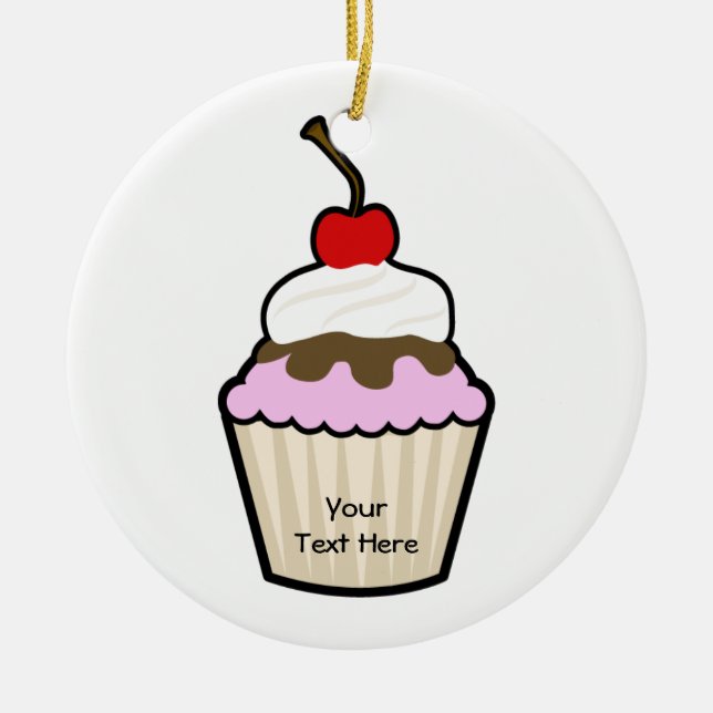 Customisable Cupcake Ceramic Tree Decoration (Front)