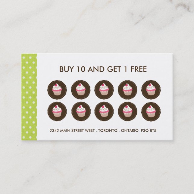 Customisable Cupcake Rewards Cards (Front)