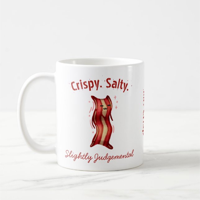 Customisable Cute Bacon Hand-Drawn Art Coffee Mug (Left)