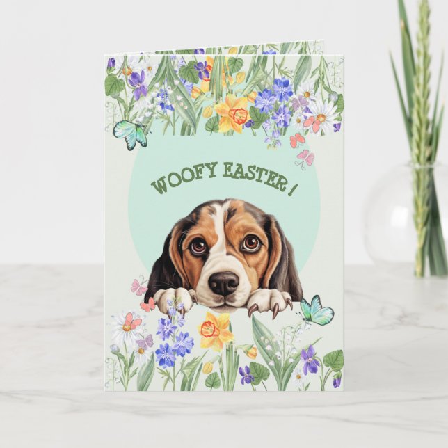 Customisable Cute Beagle Easter Card (Front)