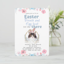 Customisable Cute Black And White Cat Bunny Easter