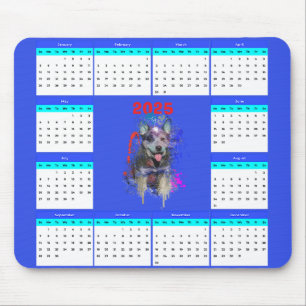 Customisable Cute Blue Heeler Dog Calendar  Mouse Mat