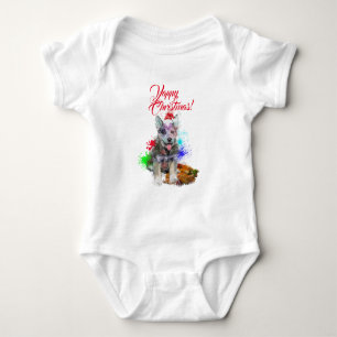 Customisable Cute Blue Heeler Dog Yappy Christmas Baby Bodysuit