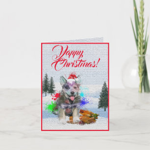 Customisable Cute Blue Heeler Dog Yappy Xmas Card