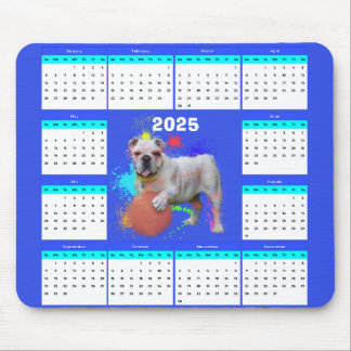 Customisable Cute British Bulldog Calendar Mouse Mat