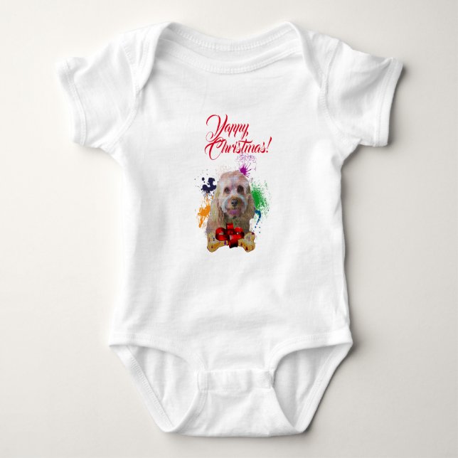 Customisable Cute Cavapoo Dog Yappy Christmas Baby Bodysuit (Front)