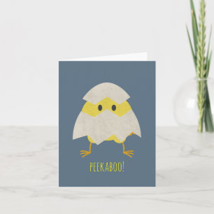Customisable Cute Chick Peeking Through a Cracked Card
