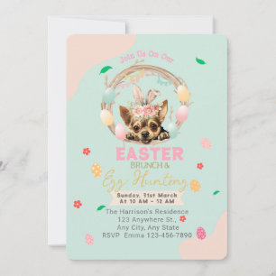 Customisable Cute Chihuahua Bunny Easter Invitation