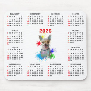 Customisable Cute Chihuahua Dog Calendar Mouse Mat