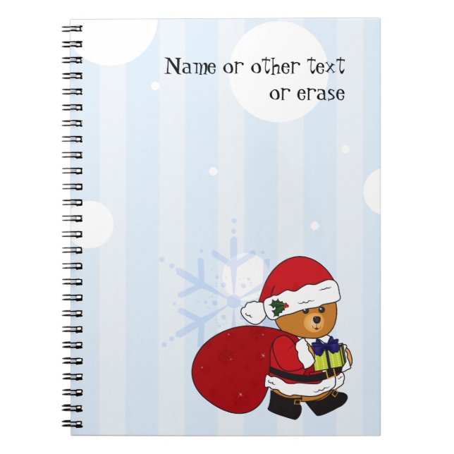 Customisable Cute Christmas Teddy Bear Notebook (Front)