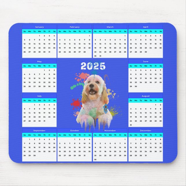 Customisable Cute Cockapoo Dog Calendar  Mouse Mat (Front)