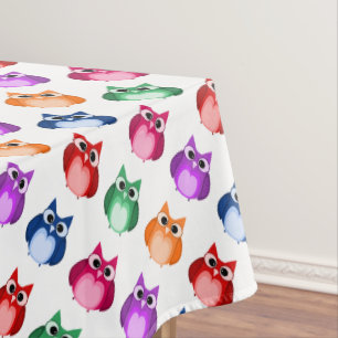 Customisable Cute Colourful Owl Pattern Tablecloth