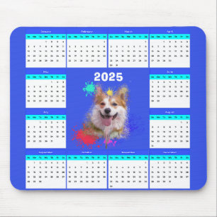 Customisable Cute Corgi Dog Calendar Mouse Mat