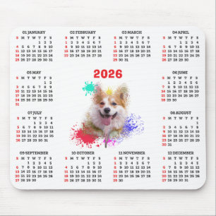 Customisable Cute Corgi Dog Calendar Mouse Mat