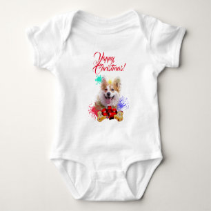 Customisable Cute Corgi Dog Yappy Christmas Baby Bodysuit
