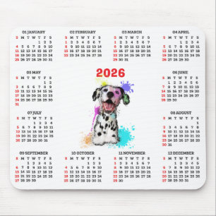 Customisable Cute Dalmatian Dog Calendar Mouse Mat