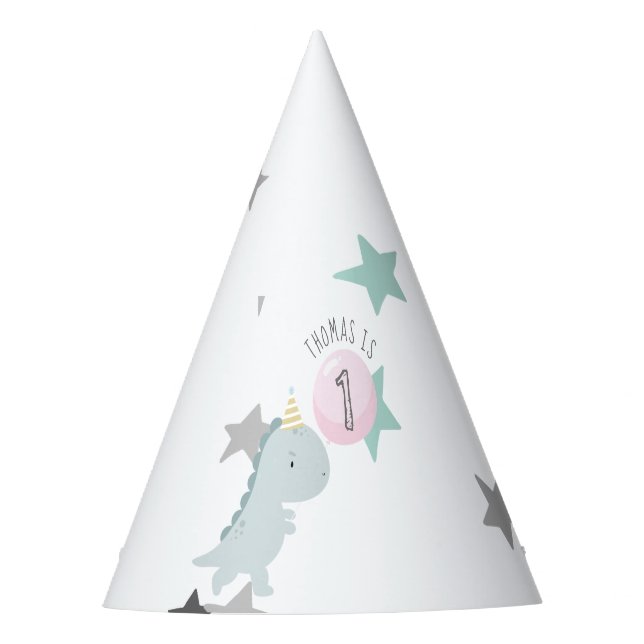 Customisable Cute Dinosaur Birthday Party Hat (Front)