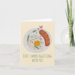 Customisable Cute Egg and Sausage in Love Note Card