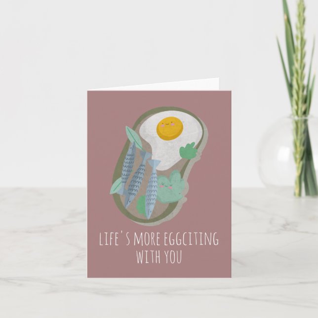 Customisable Cute Egg, Fish and Veggie Dish Thank You Card (Front)