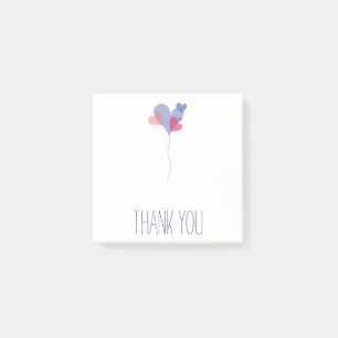 Customisable Cute Elegant Blue Pink Heart Balloons Post-it Notes