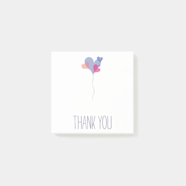 Customisable Cute Elegant Blue Pink Heart Balloons Post-it Notes (Front)