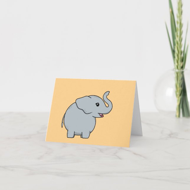 Customisable Cute Elephant Card (Front)