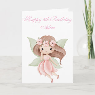 Customisable Cute Fairy 5th Birthday Card