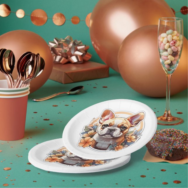 Customisable Cute Frenchie Paper Plate (Multi)