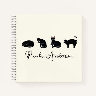 Customisable Cute Funny Black Cat Notebook