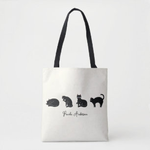 Customisable Cute Funny Black Cat Tote Bag