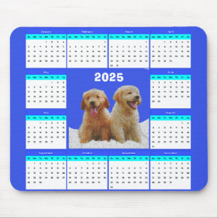 Customisable Cute Golden Retriever Dog Calendar  Mouse Mat