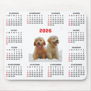 Customisable Cute Golden Retriever Dog Calendar Mouse Mat