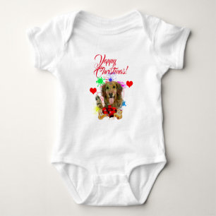Customisable Cute Golden Retriever Yappy Christmas Baby Bodysuit