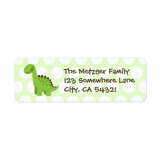 Customisable Cute Green Dinosaur Return Address Label