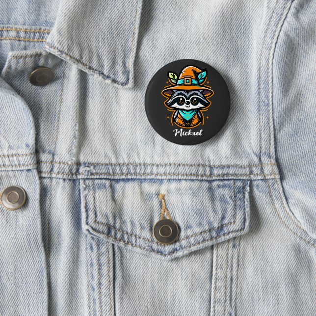 Customisable Cute Halloween Racoon  6 Cm Round Badge (In Situ)