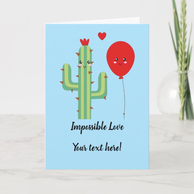 Customisable Cute Impossible Love Cartoon Card (Front)